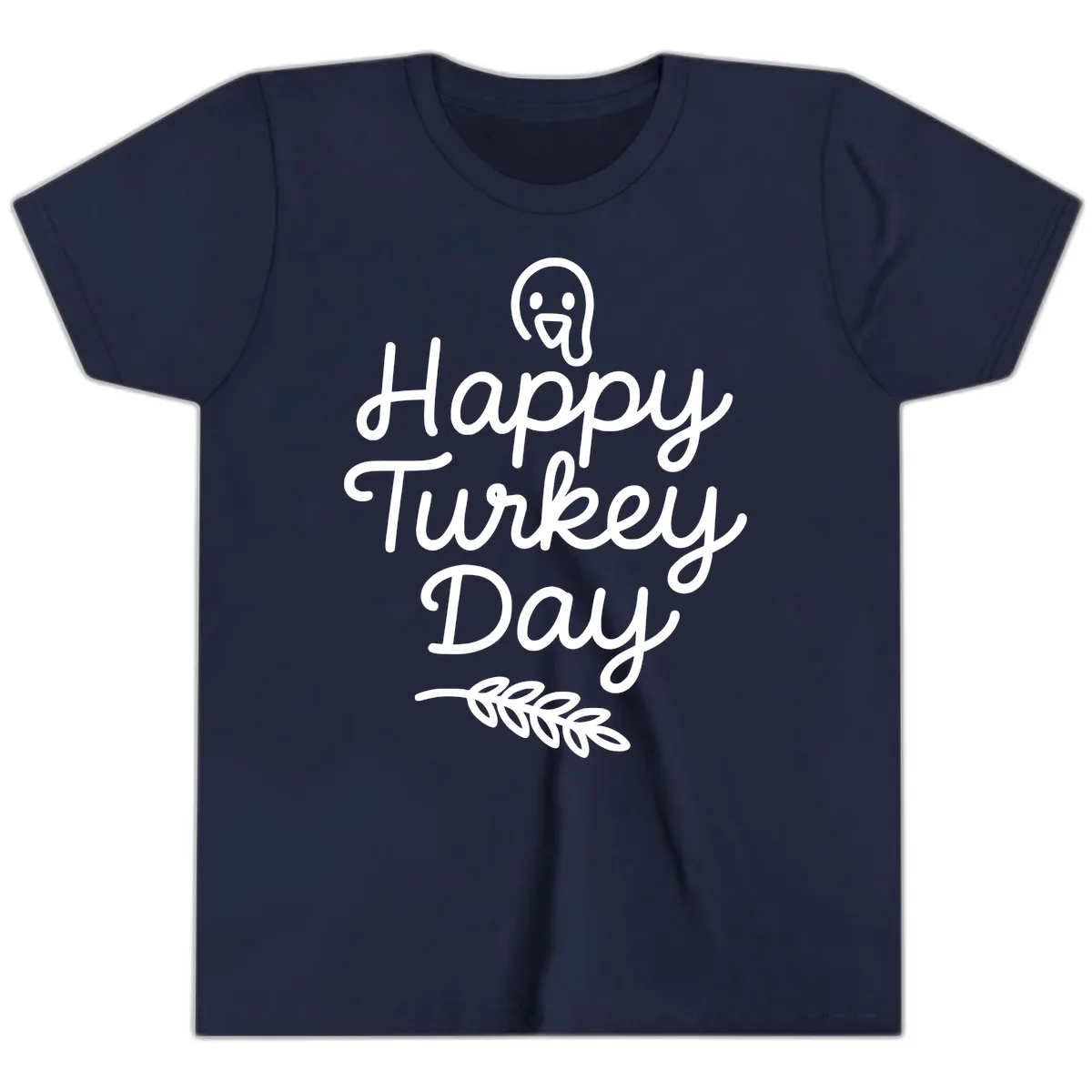 Happy Turkey Day Turkey Graphic Youth T-Shirt in Navy