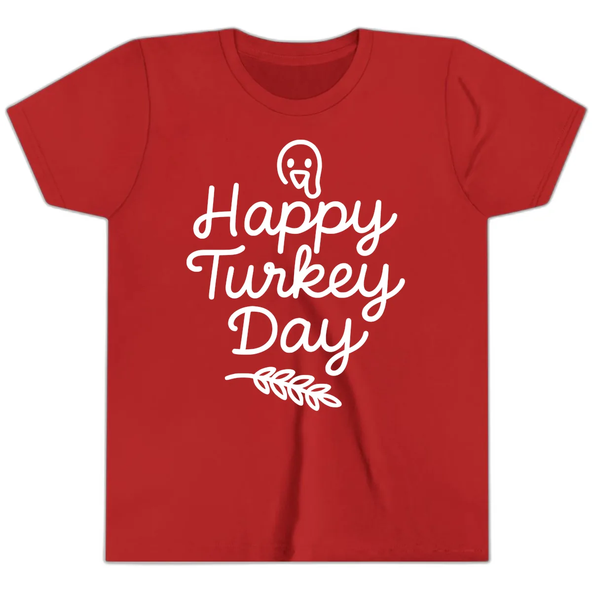 Happy Turkey Day Turkey Graphic Youth T-Shirt in Red