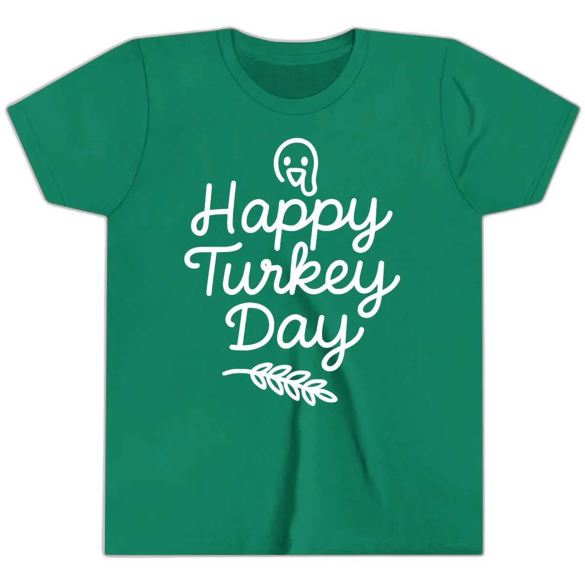 Happy Turkey Day Turkey Graphic Youth T-Shirt in Kelly