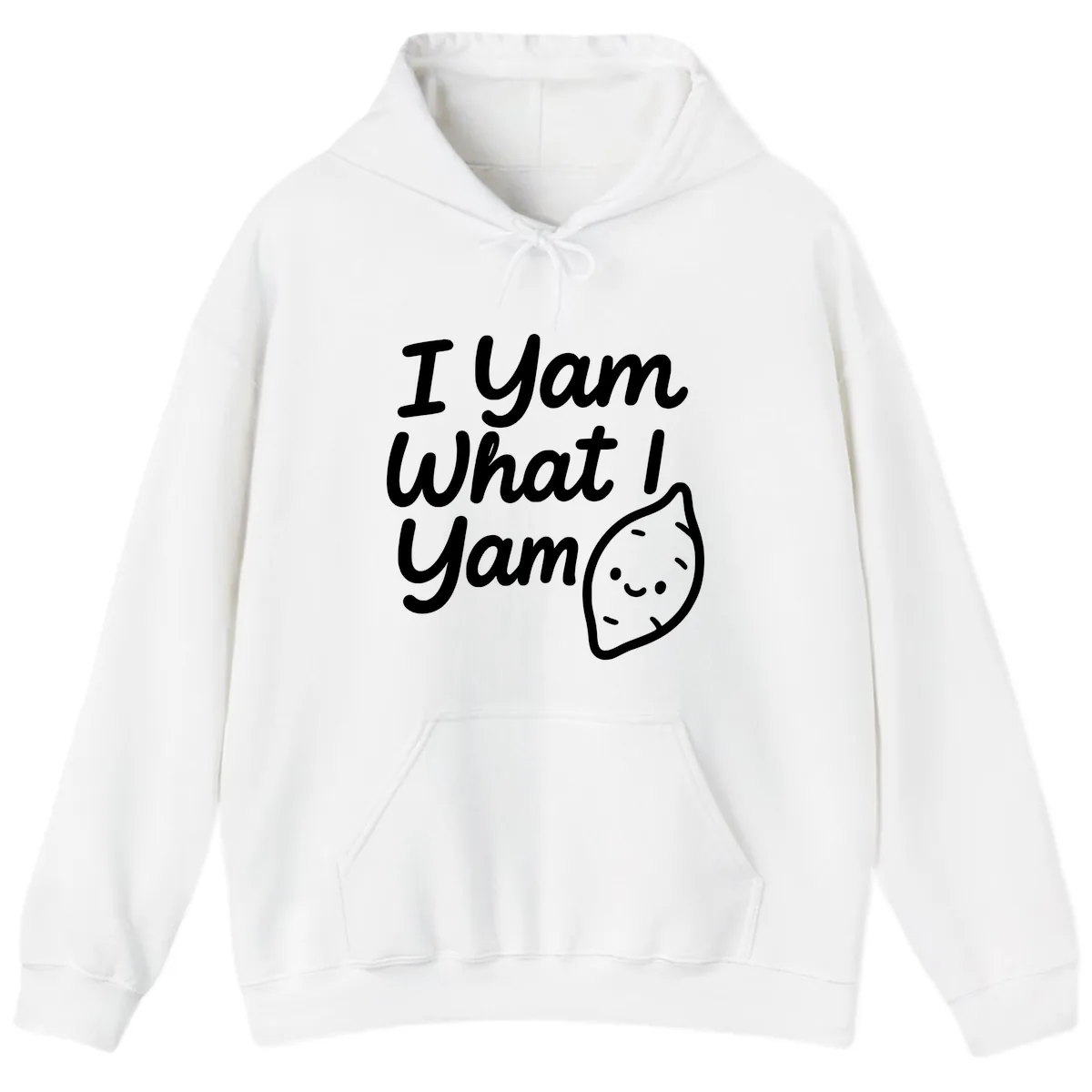 I Yam What I Yam Thanksgiving Hoodie in White