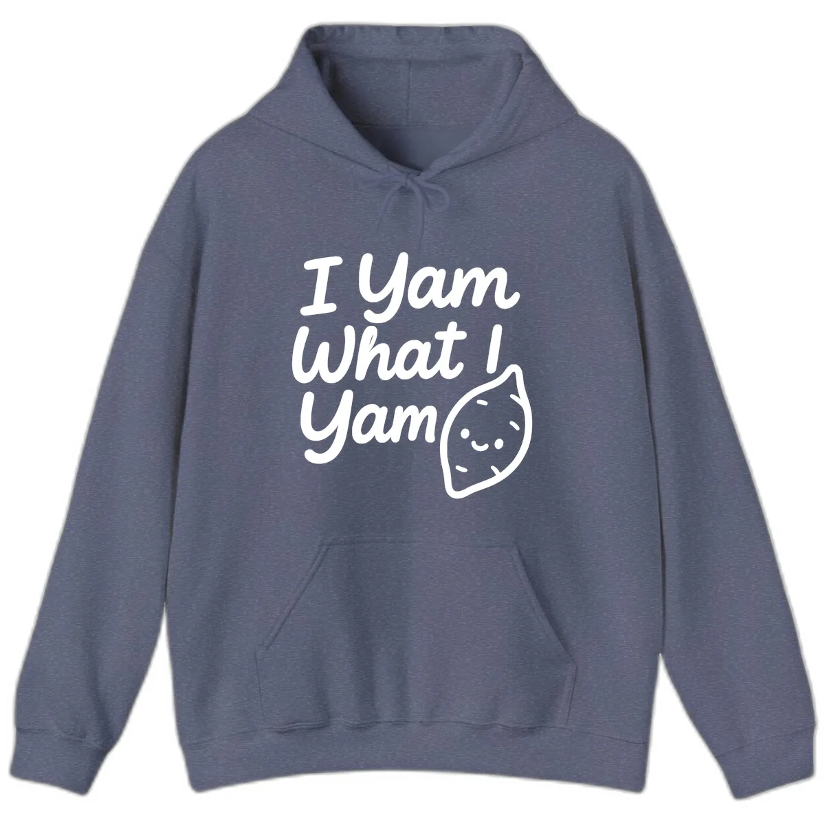 I Yam What I Yam Thanksgiving Hoodie in Heather Navy