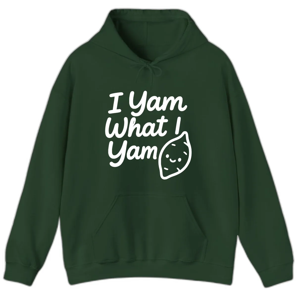 I Yam What I Yam Thanksgiving Hoodie in Forest Green