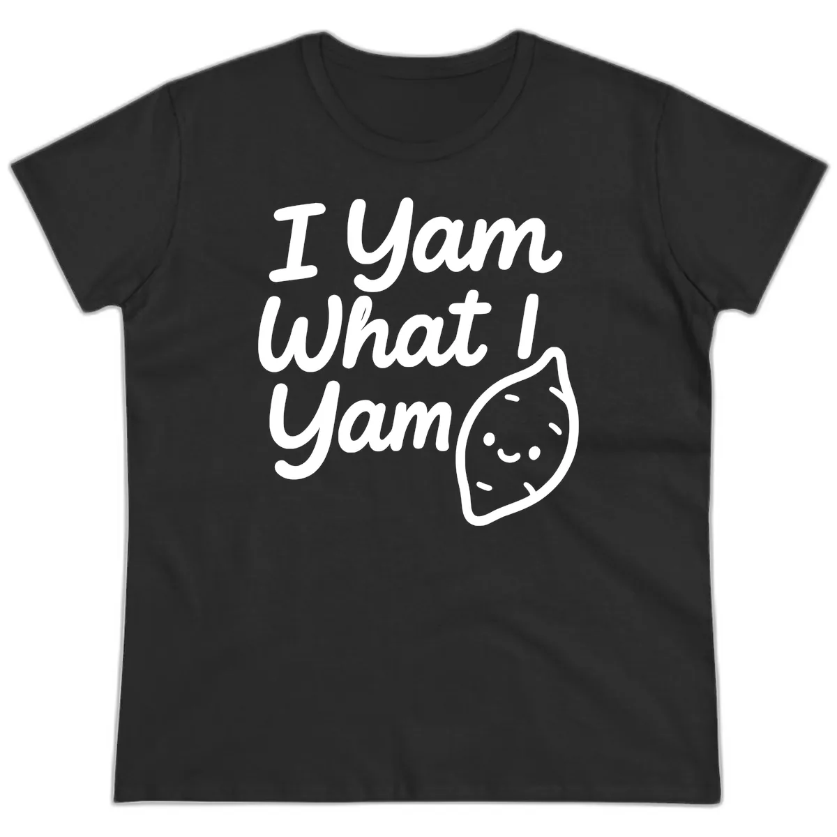 I Yam What I Yam Thanksgiving Ladies Tee in Black