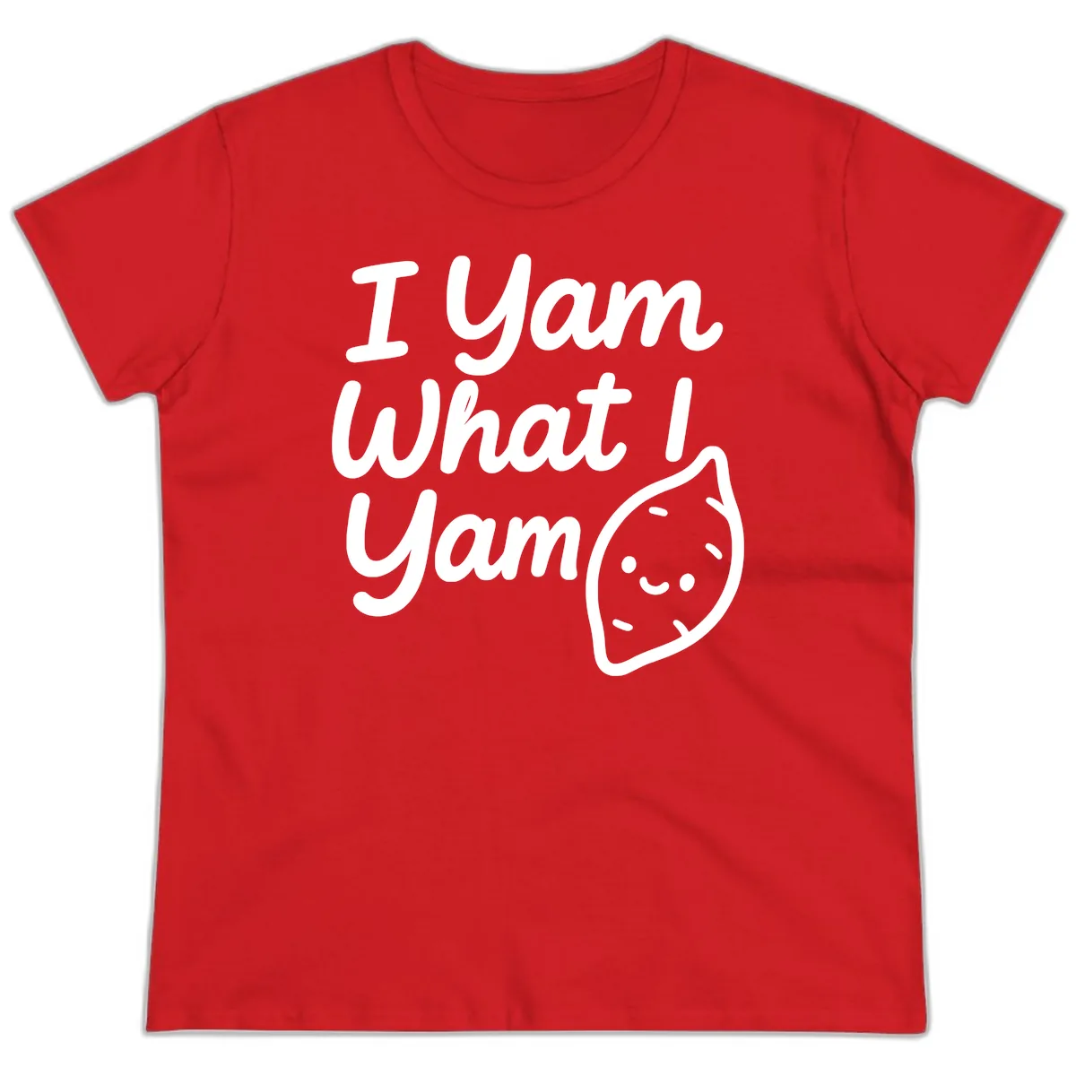 I Yam What I Yam Thanksgiving Ladies Tee in Red