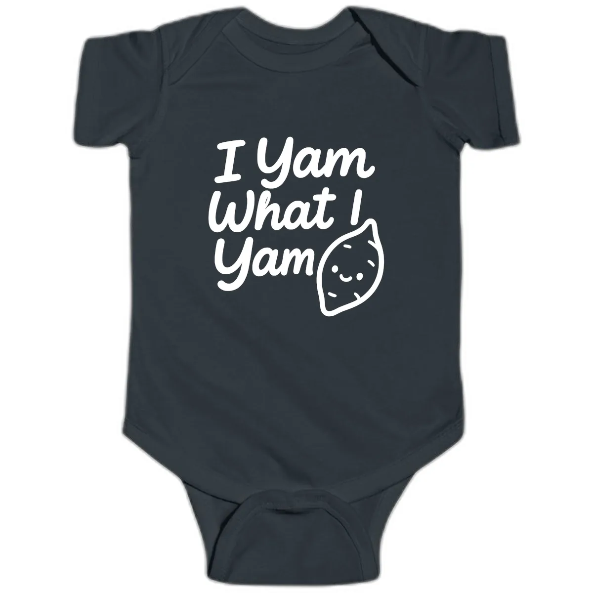 I Yam What I Yam Thanksgiving Baby Onesie in Black