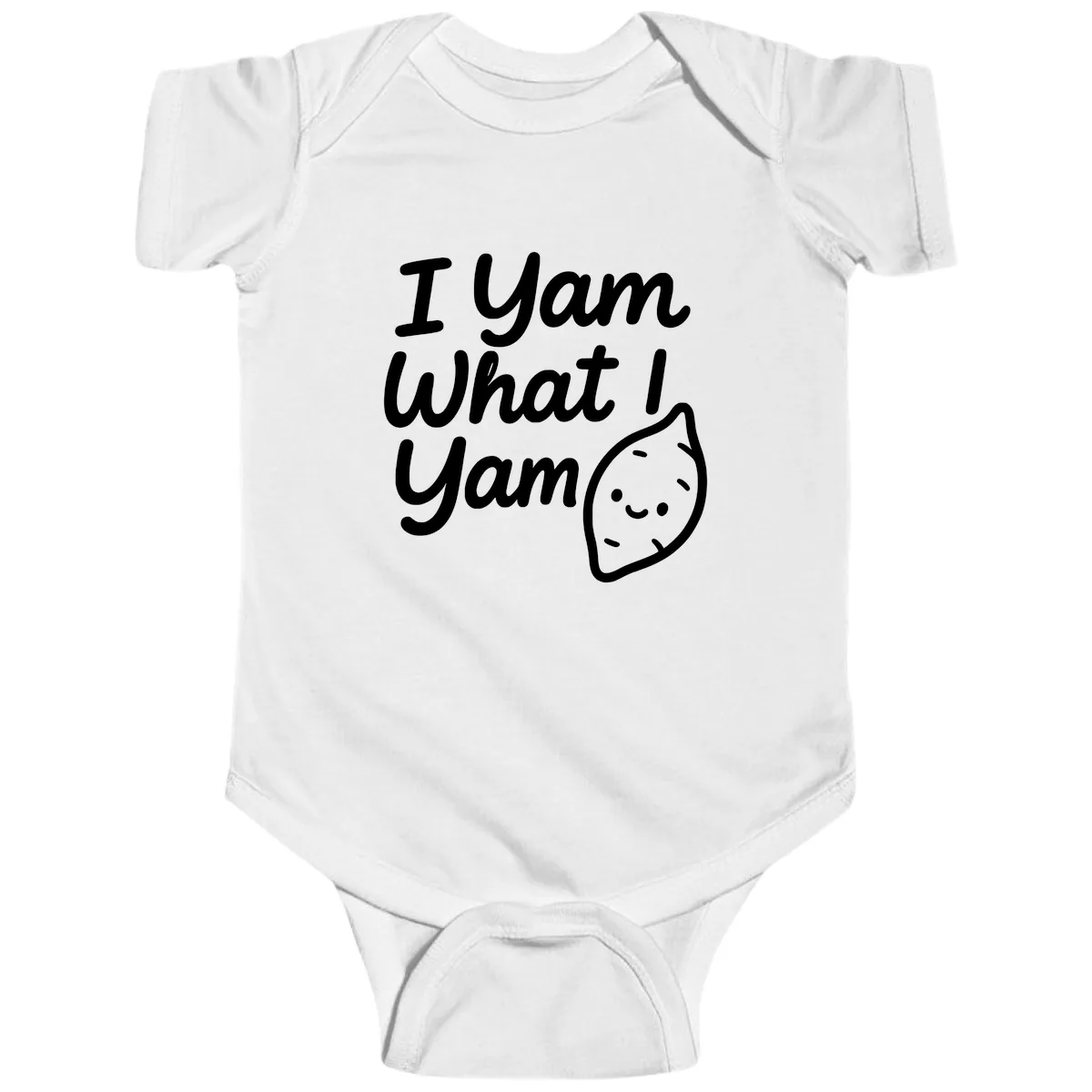 I Yam What I Yam Thanksgiving Baby Onesie in White