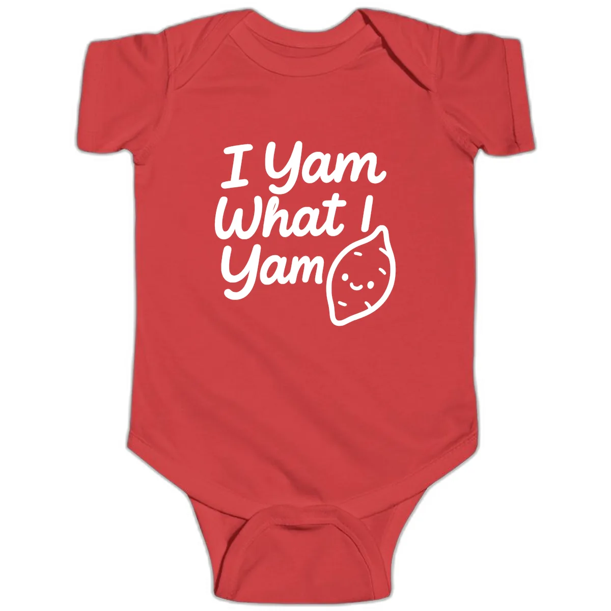 I Yam What I Yam Thanksgiving Baby Onesie in Red