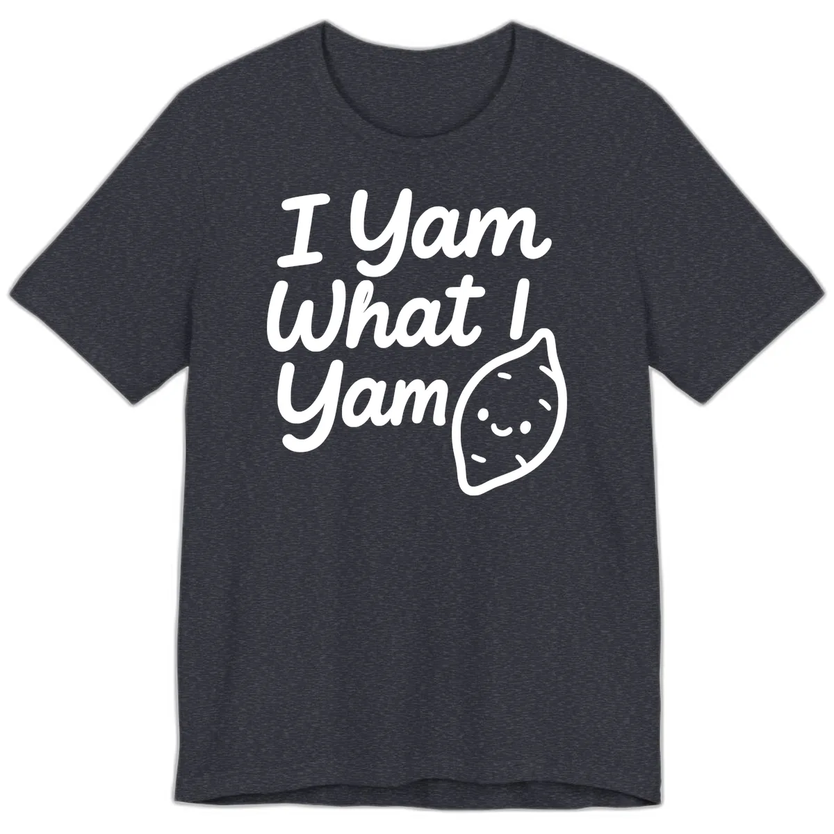 I Yam What I Yam Thanksgiving Premium T-Shirt in Heather Navy