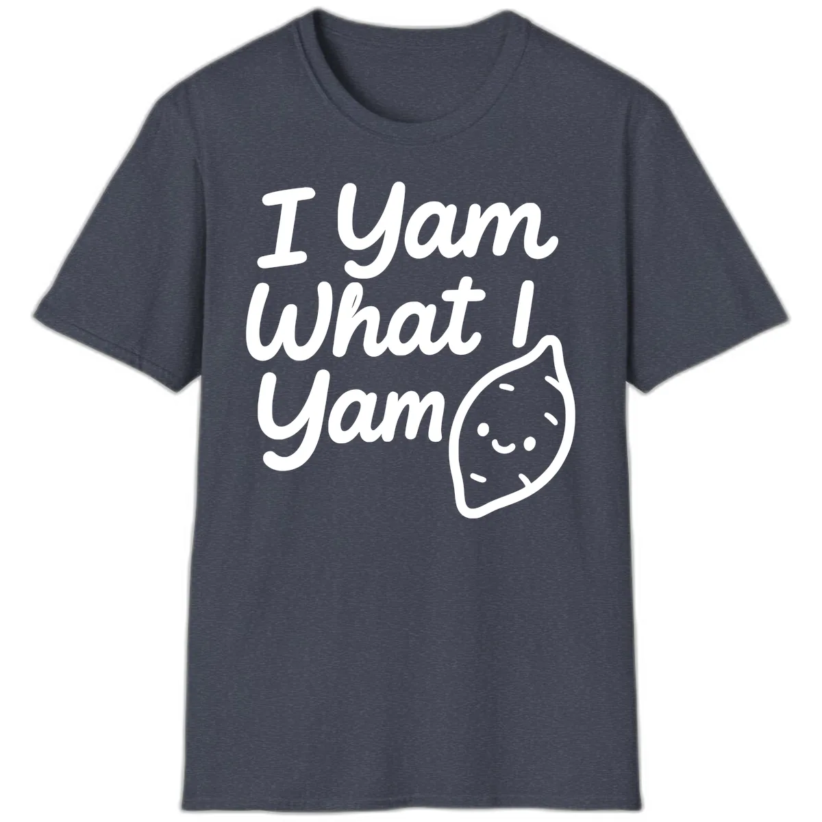 I Yam What I Yam Thanksgiving T-Shirt in Heather Navy