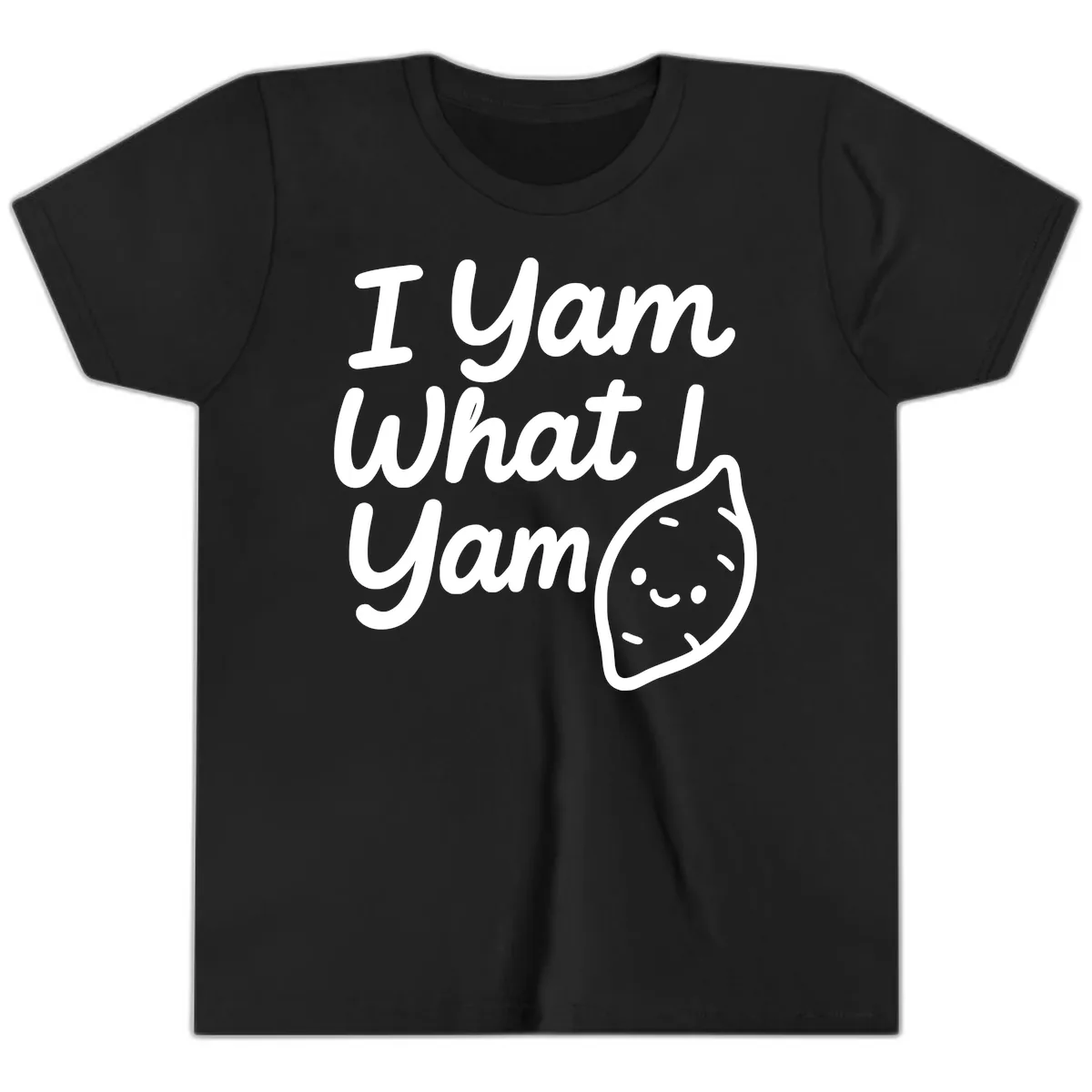 I Yam What I Yam Thanksgiving Youth T-Shirt in Black