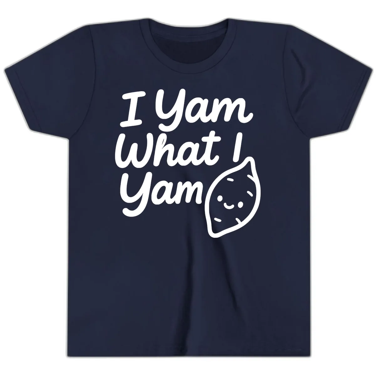 I Yam What I Yam Thanksgiving Youth T-Shirt in Navy