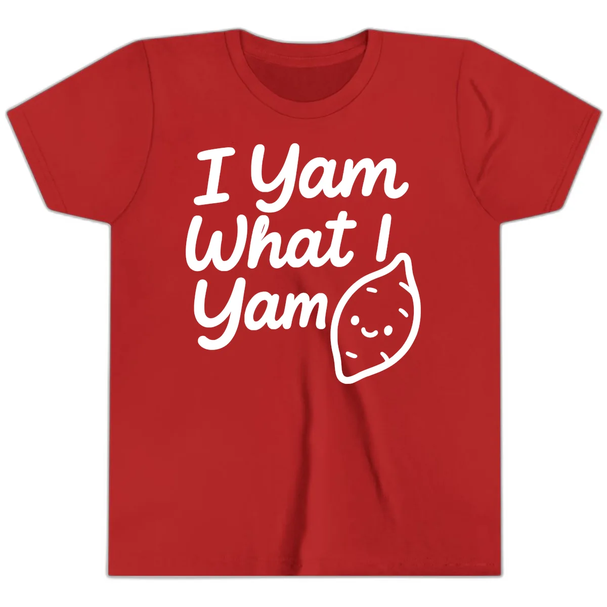 I Yam What I Yam Thanksgiving Youth T-Shirt in Red