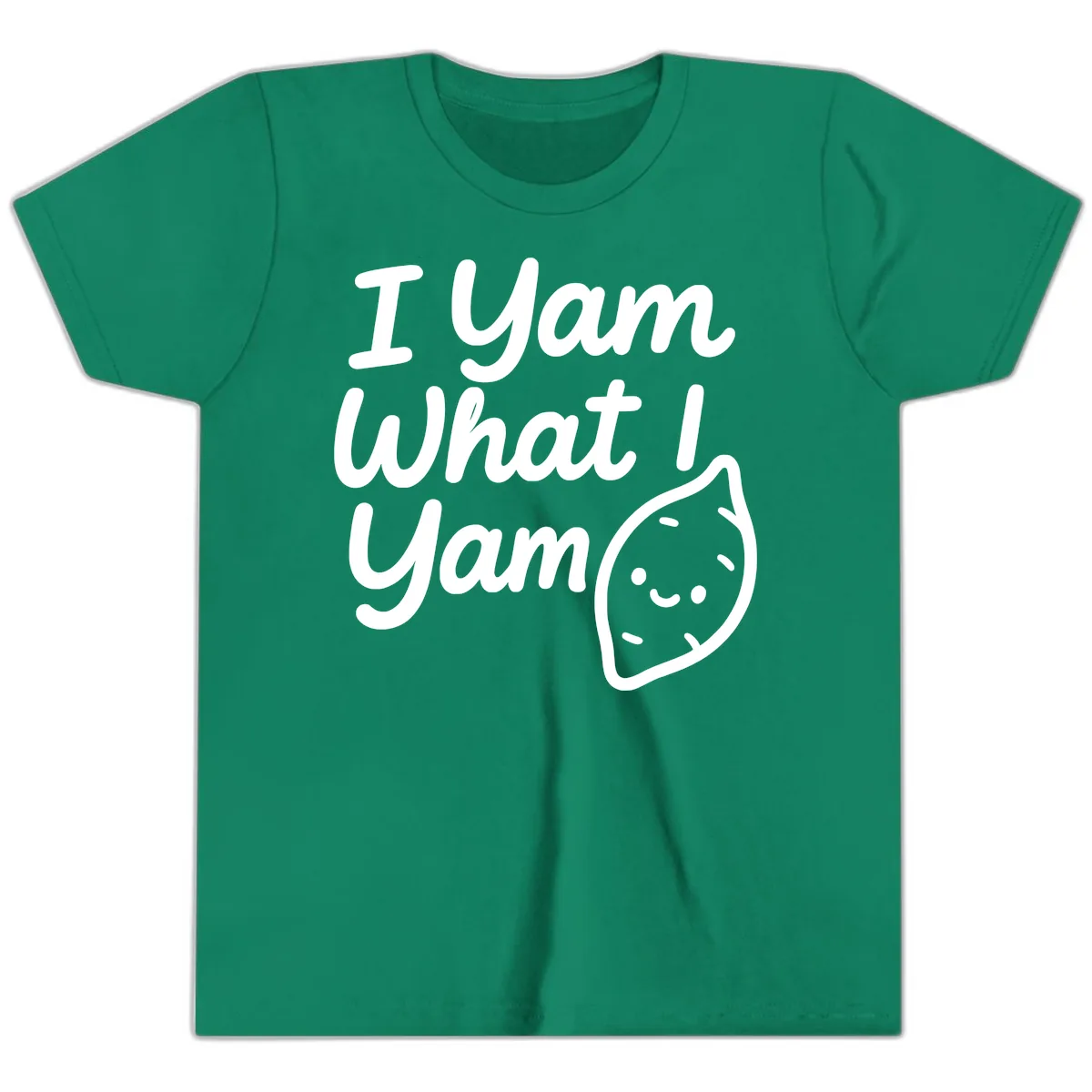 I Yam What I Yam Thanksgiving Youth T-Shirt in Kelly