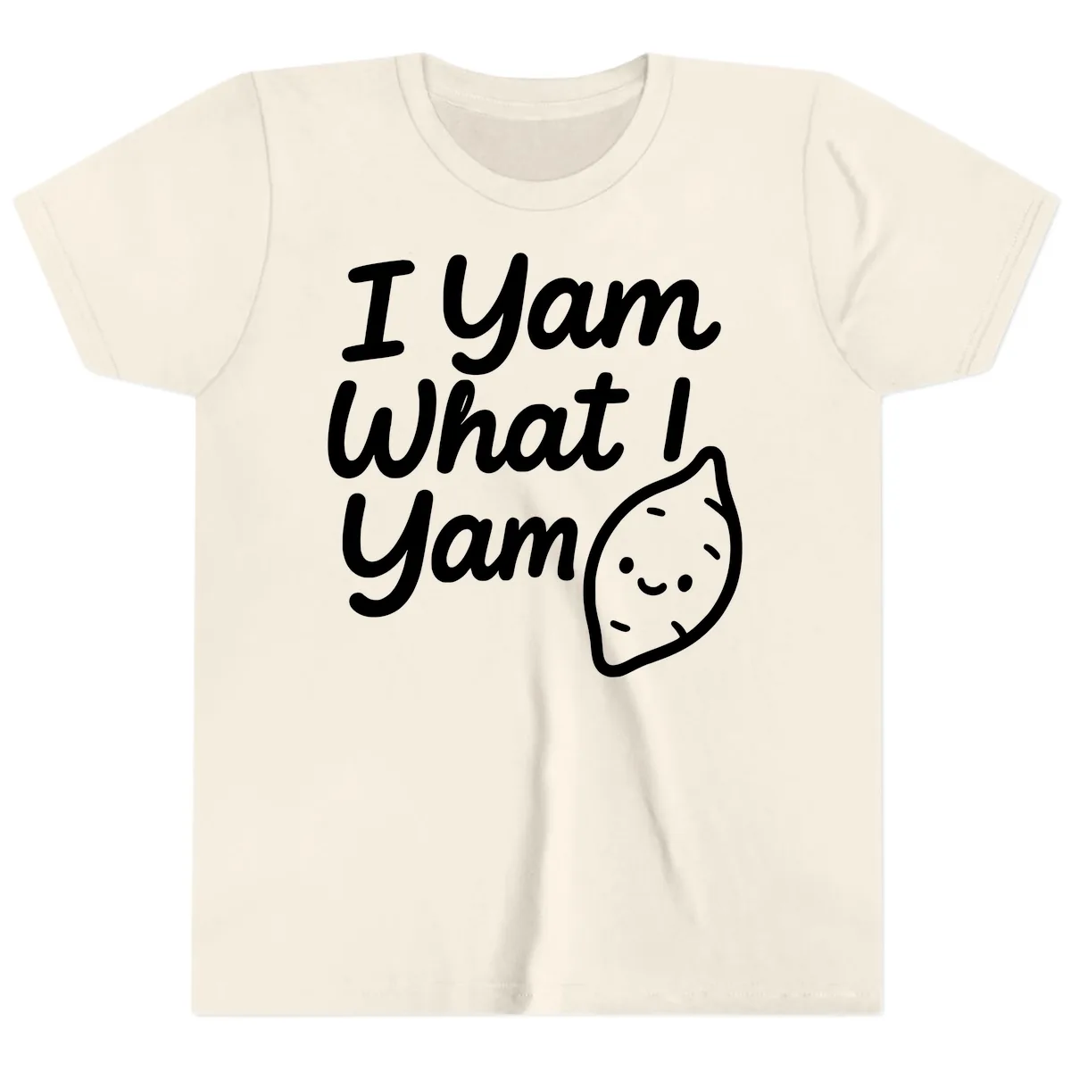 I Yam What I Yam Thanksgiving Youth T-Shirt in Natural