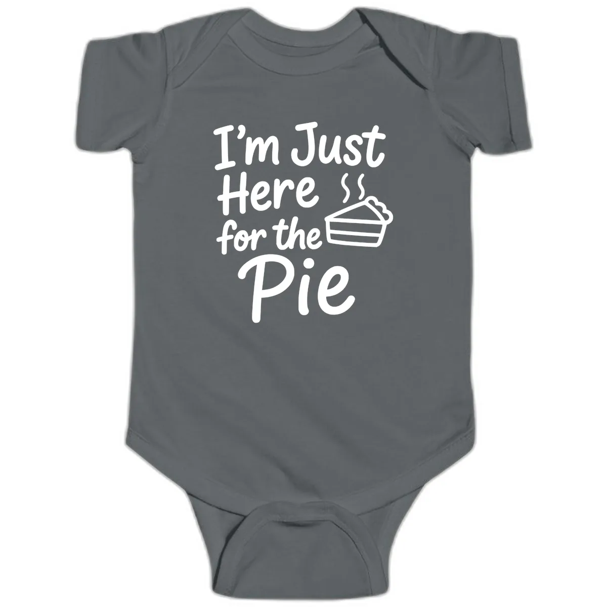 I'm Just Here For The Pie Baby Onesie in Charcoal