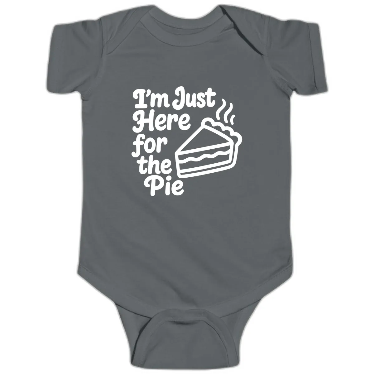 I'm Just Here For The Pie Design Baby Onesie in Charcoal