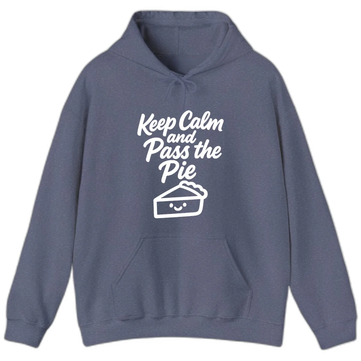 Keep Calm and Pass the Pie Hoodie in Heather Navy