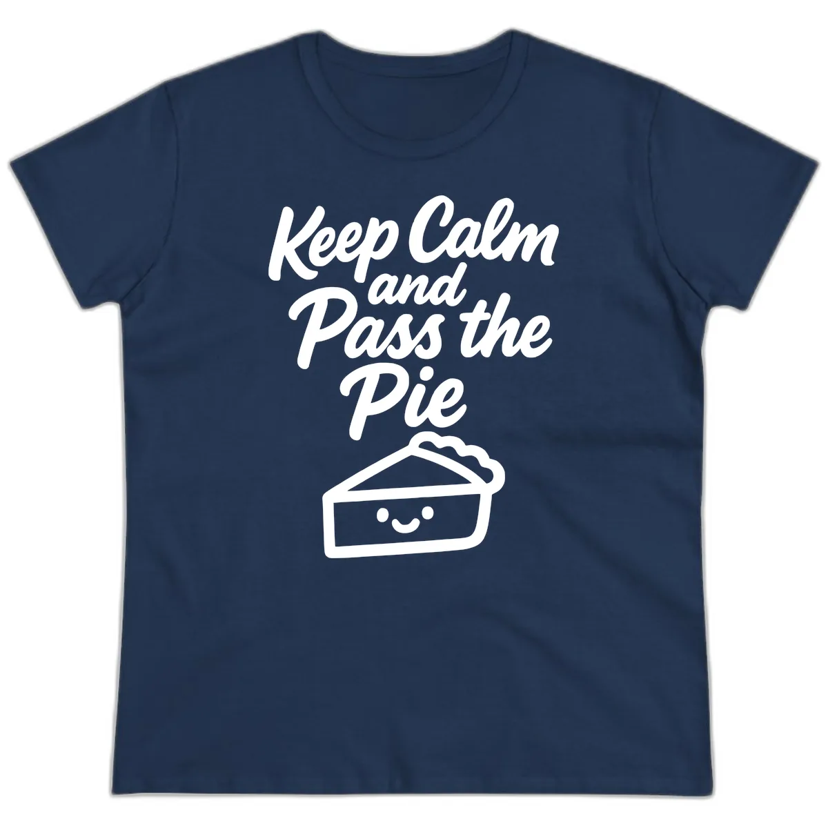 Keep Calm and Pass the Pie Ladies Tee in Navy