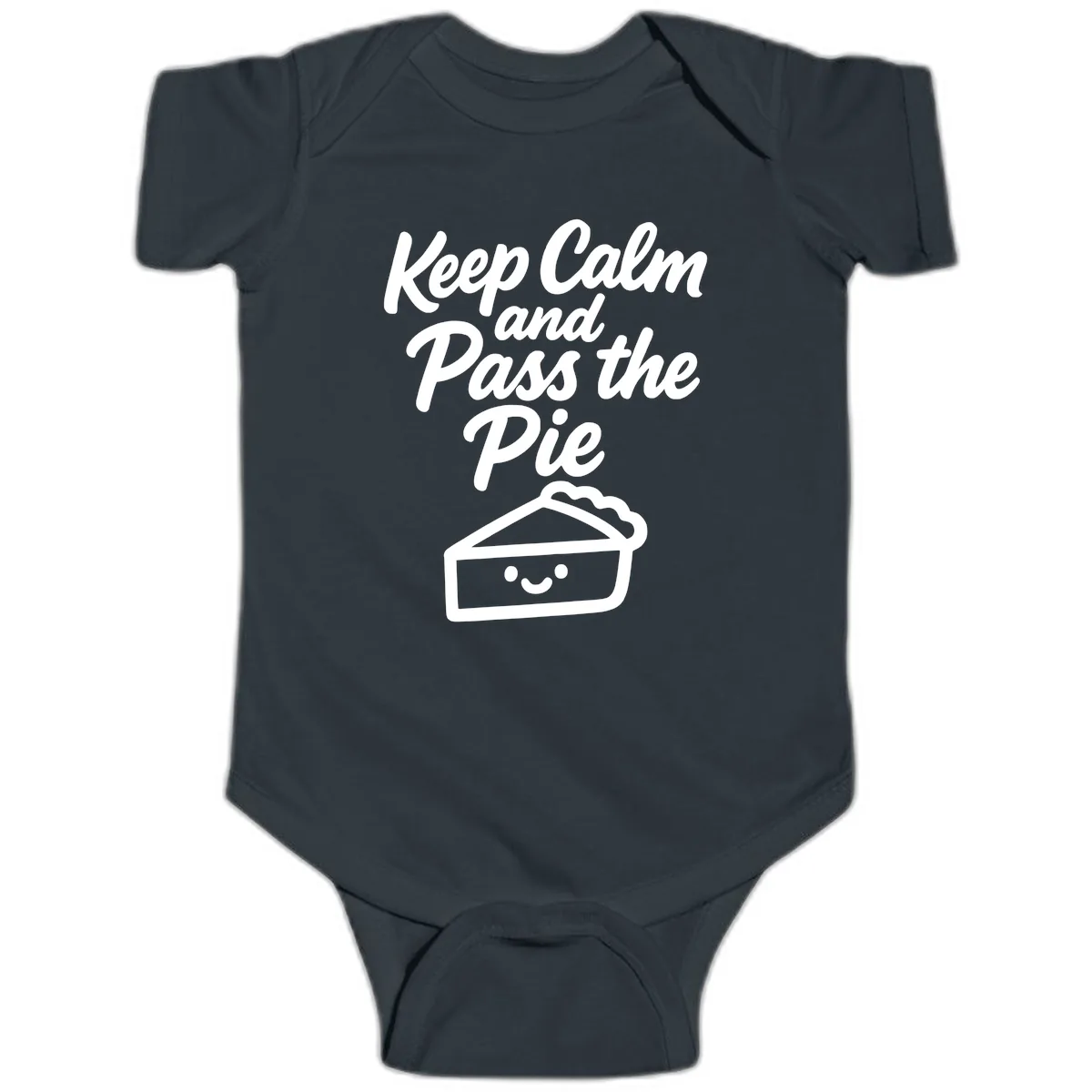 Keep Calm and Pass the Pie Baby Onesie in Black