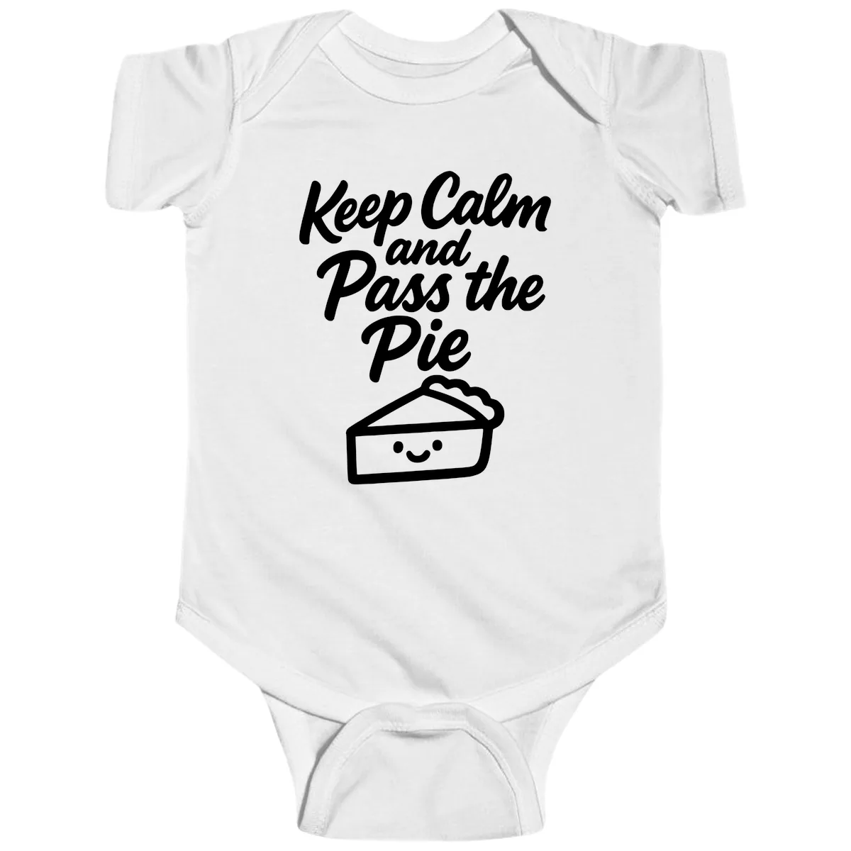 Keep Calm and Pass the Pie Baby Onesie in White