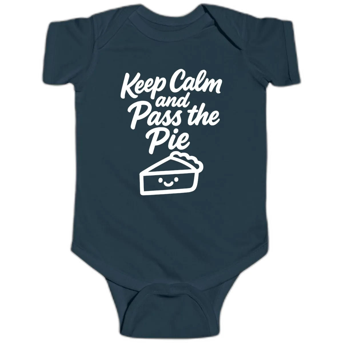 Keep Calm and Pass the Pie Baby Onesie in Navy