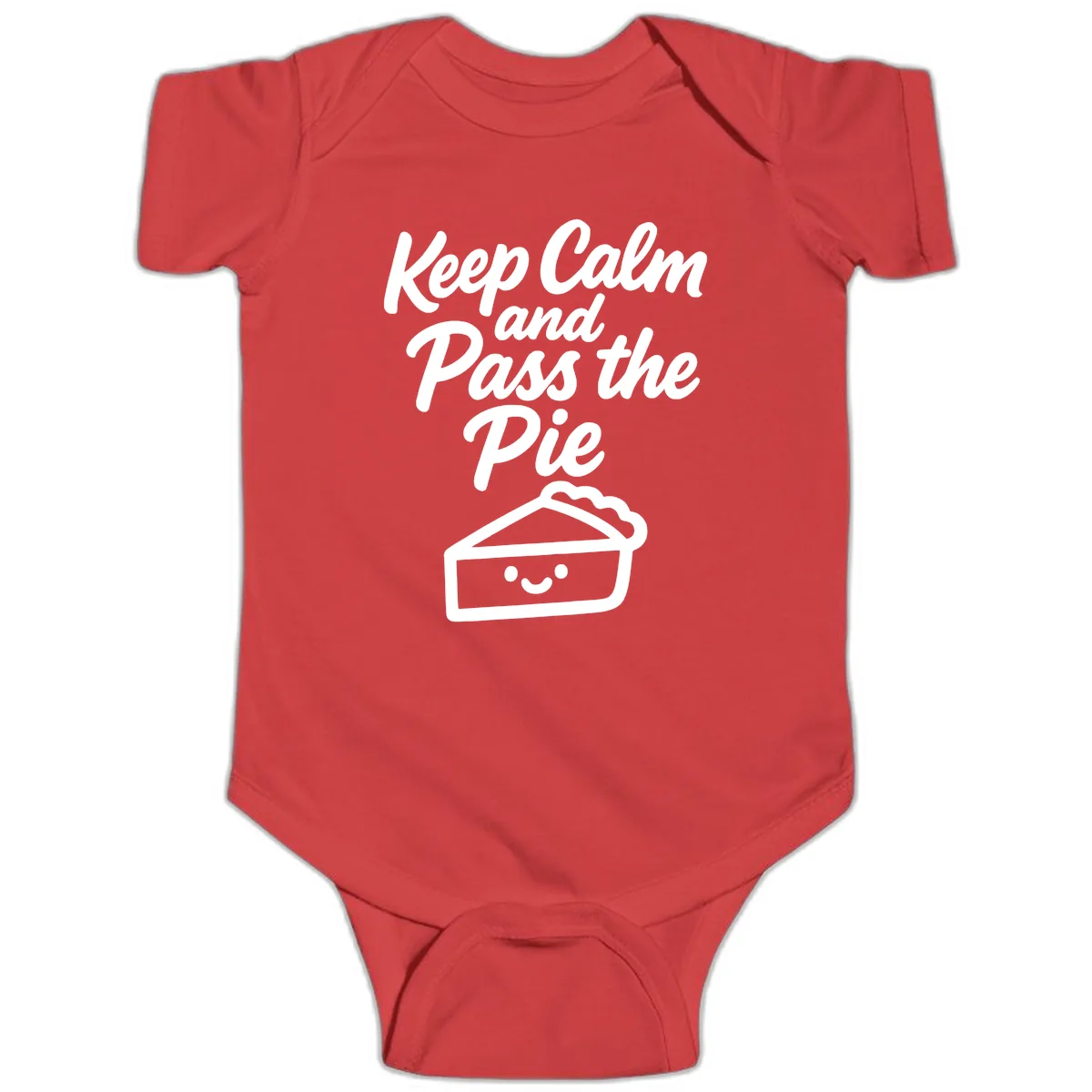 Keep Calm and Pass the Pie Baby Onesie in Red