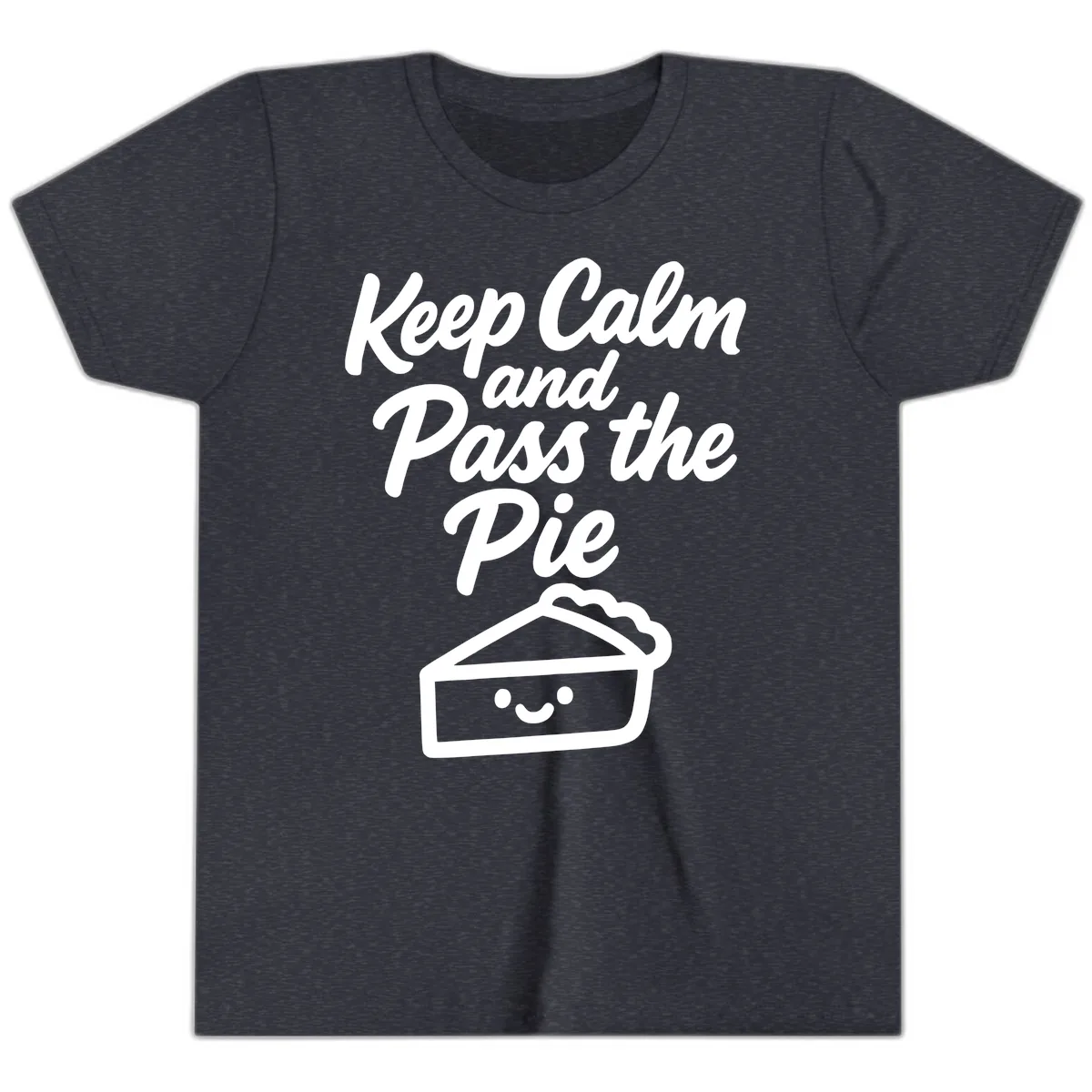 Keep Calm and Pass the Pie Youth T-Shirt in Heather Navy