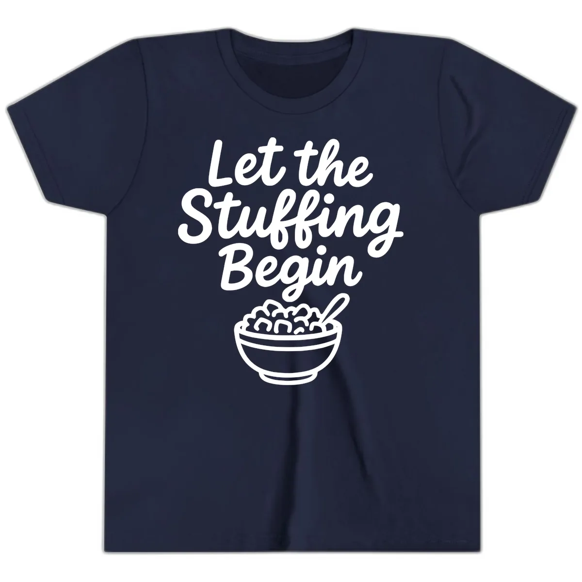 Let The Stuffing Begin Thanksgiving Graphic Youth T-Shirt in Navy