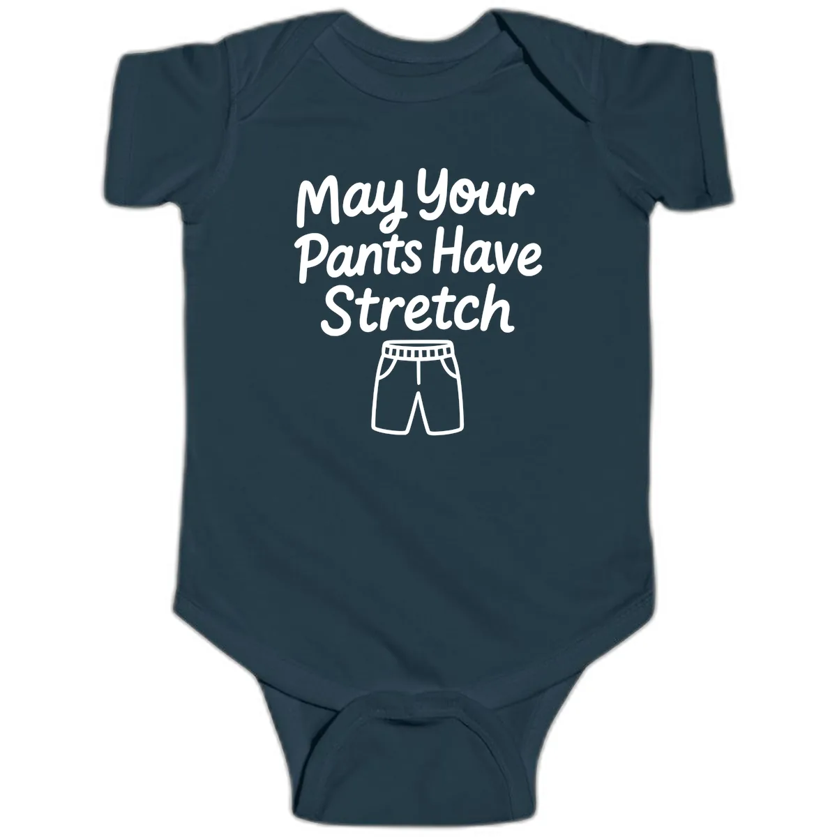 May Your Pants Have Stretch Baby Onesie in Navy