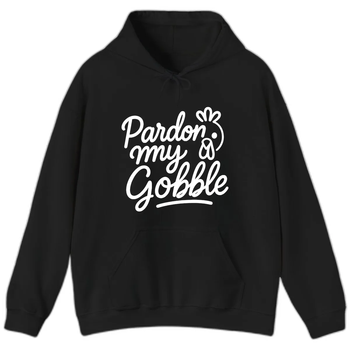 Pardon My Gobble Thanksgiving Turkey Hoodie in Black