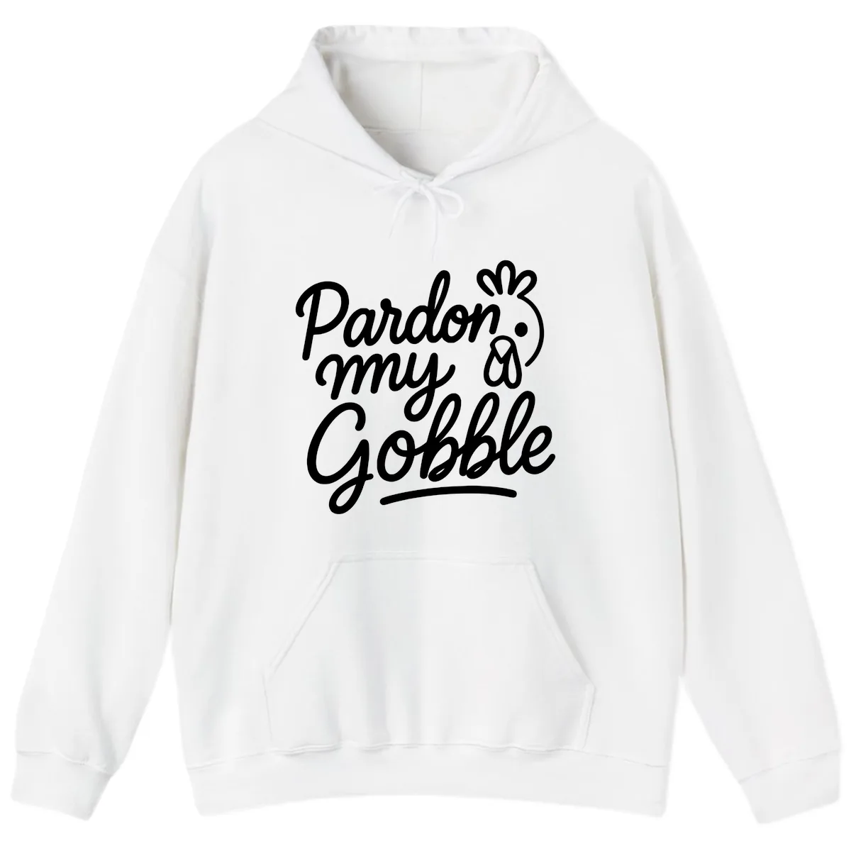 Pardon My Gobble Thanksgiving Turkey Hoodie in White