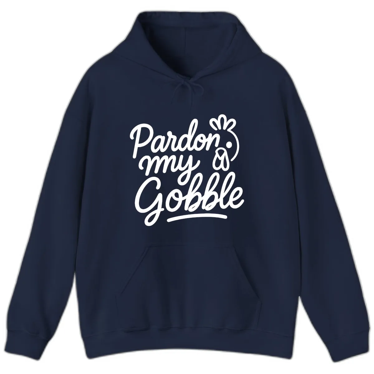 Pardon My Gobble Thanksgiving Turkey Hoodie in Navy