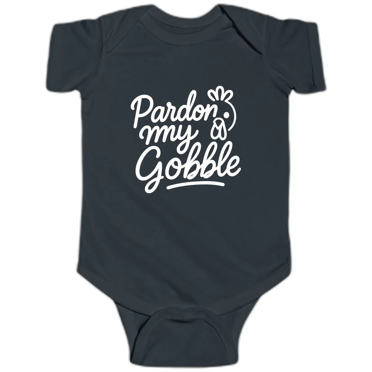 Pardon My Gobble Thanksgiving Turkey Baby Onesie in Black