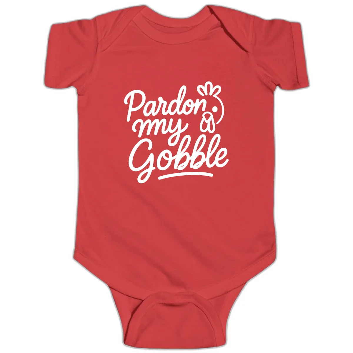 Pardon My Gobble Thanksgiving Turkey Baby Onesie in Red