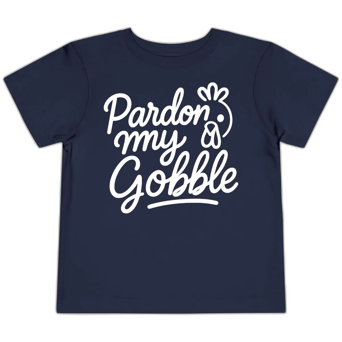 Pardon My Gobble Thanksgiving Turkey Toddler T-Shirt in Navy
