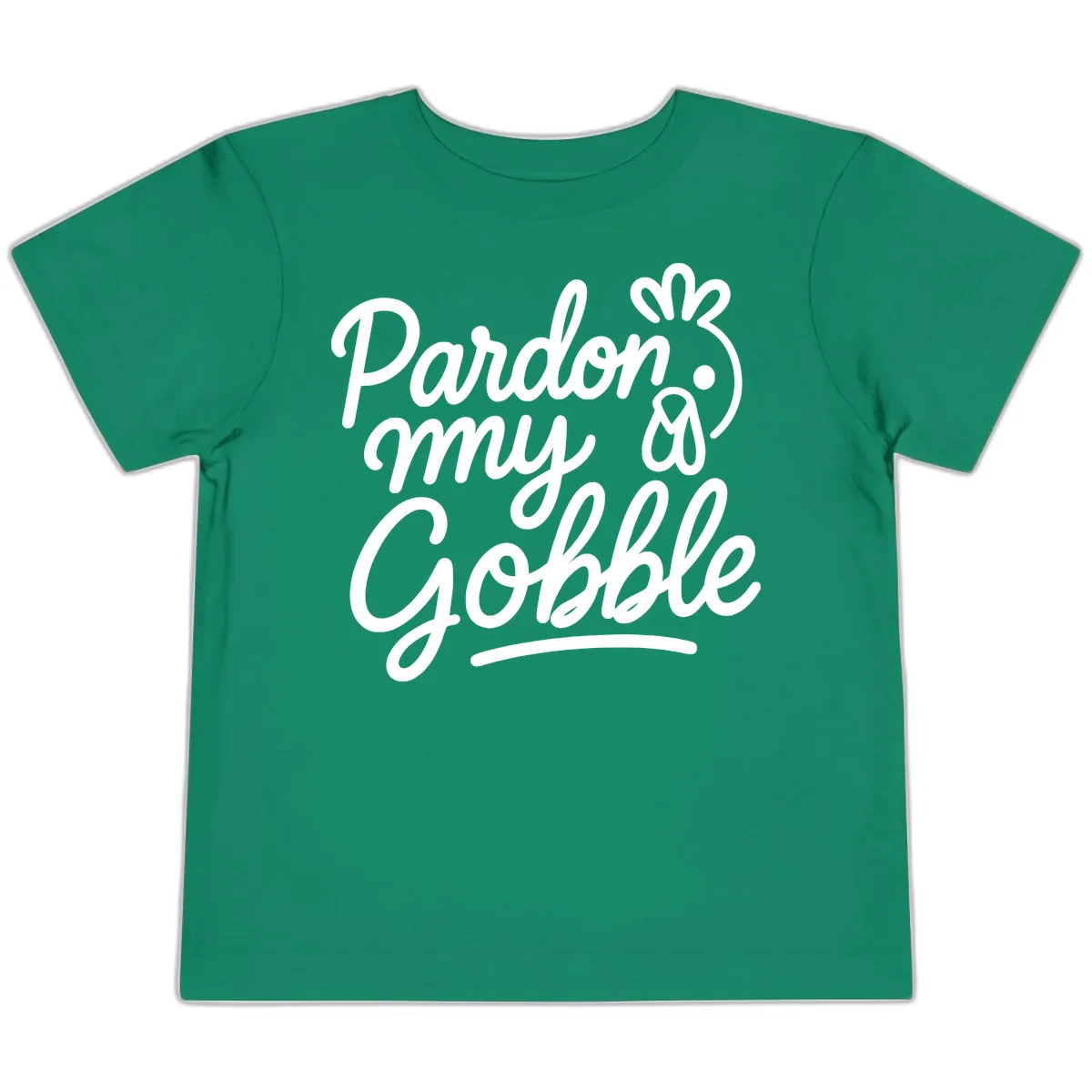 Pardon My Gobble Thanksgiving Turkey Toddler T-Shirt in Kelly