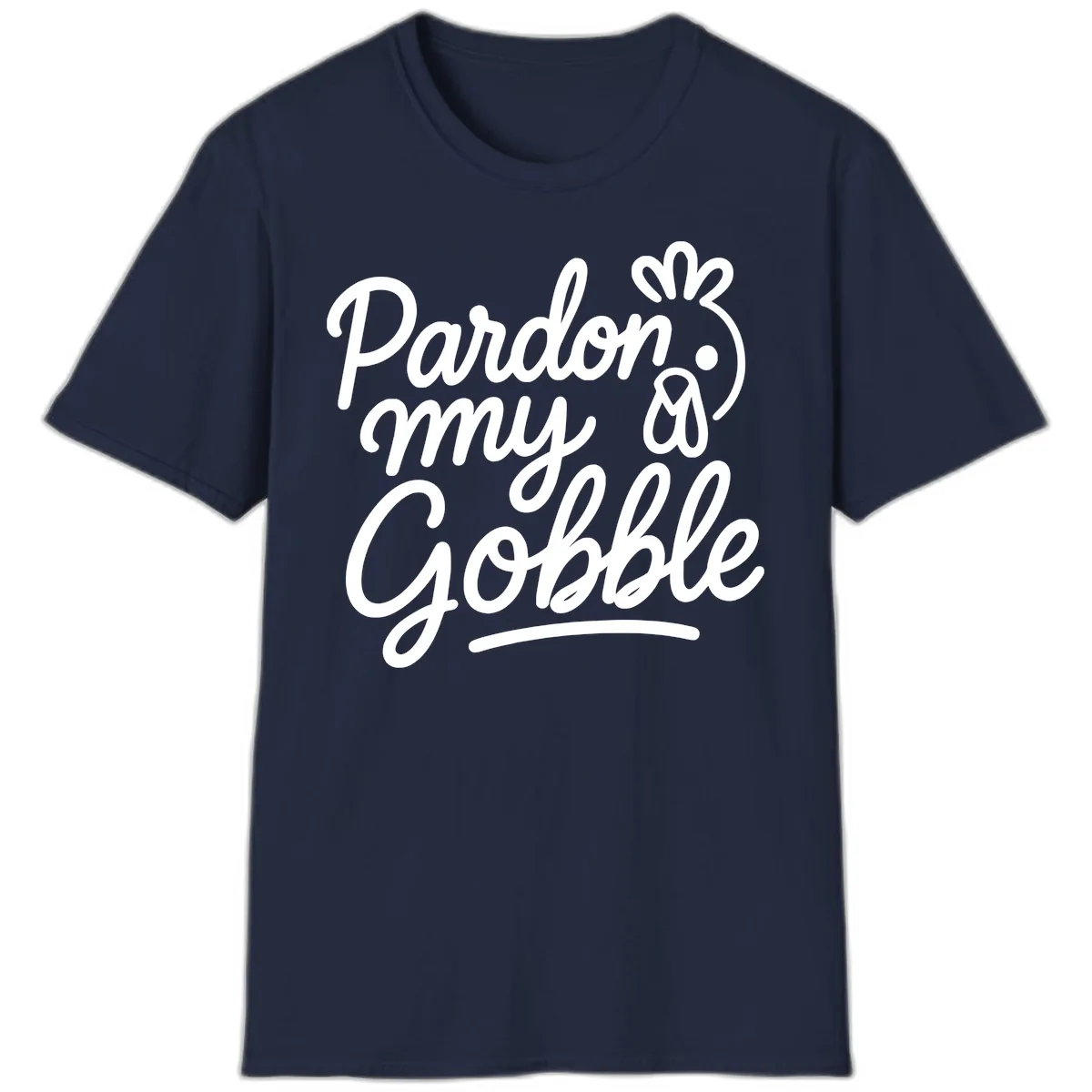Pardon My Gobble Thanksgiving Turkey T-Shirt in Navy