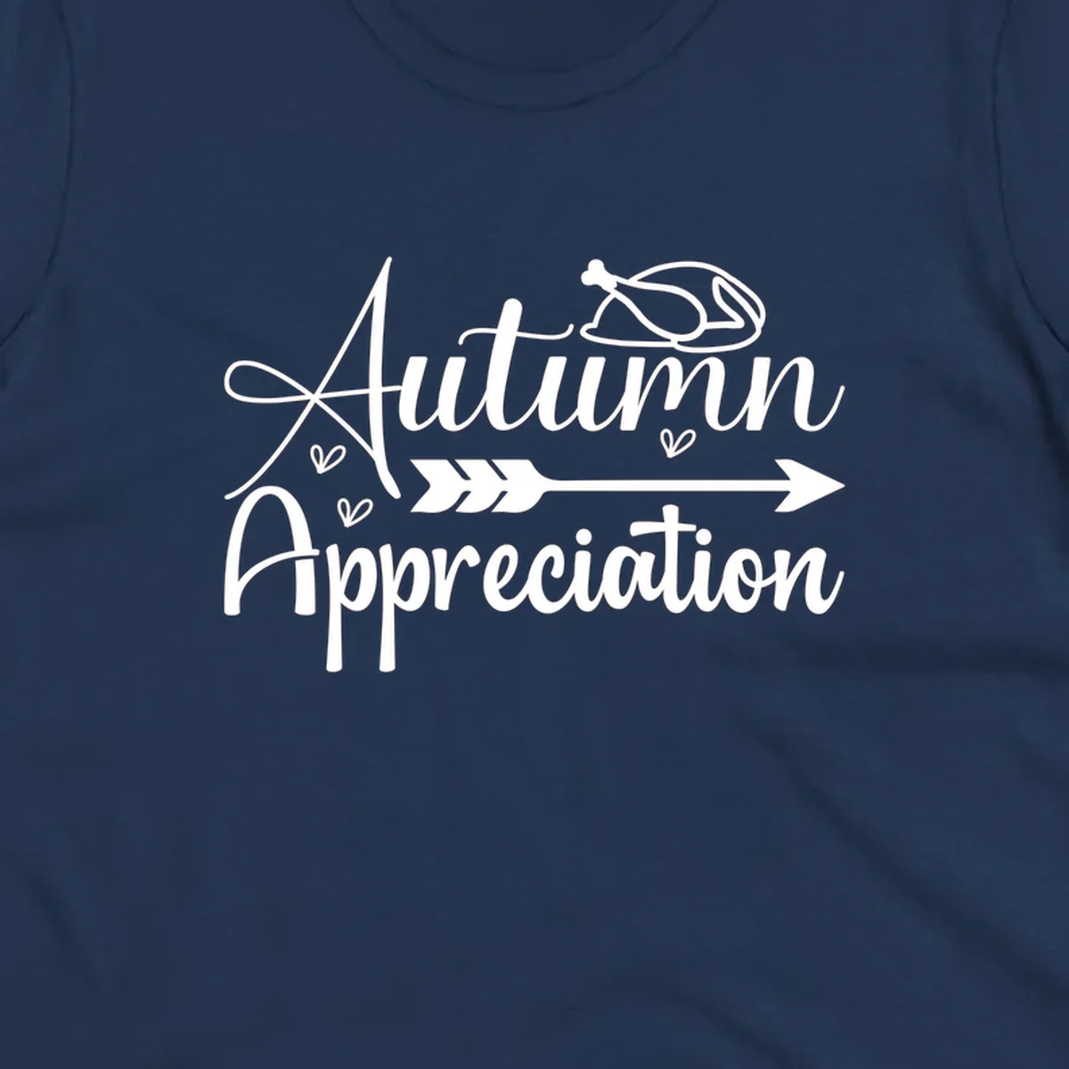 Autumn Appreciation script design with arrow and hearts, suitable for fall and Thanksgiving.