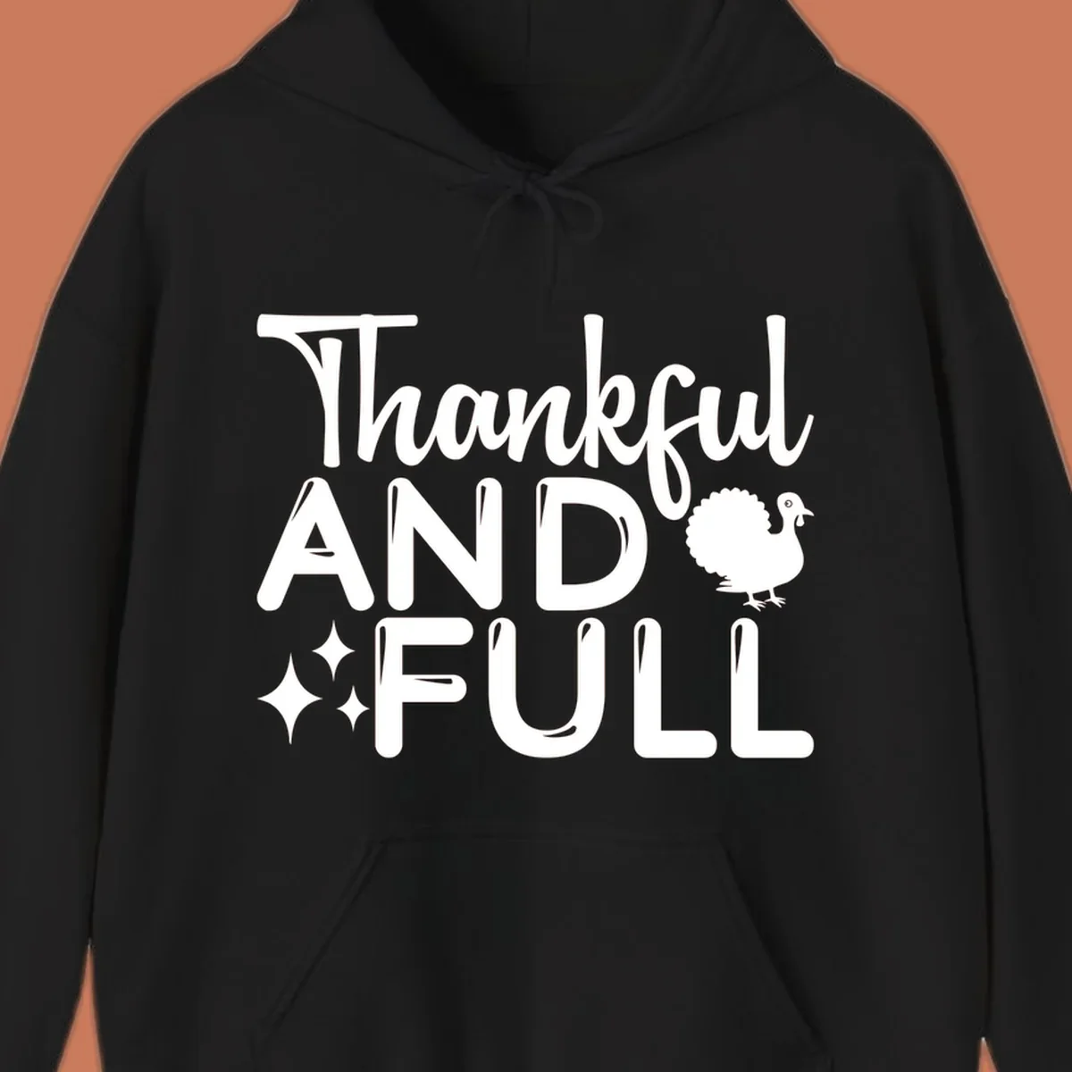 Thankful and full design with turkey and sparkles