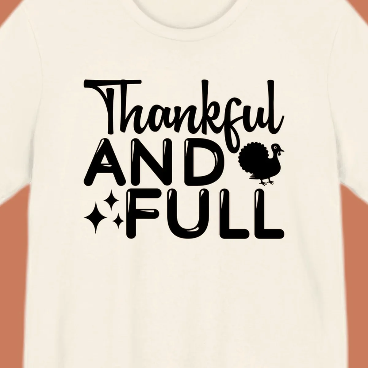 Thankful and full design with turkey and sparkles