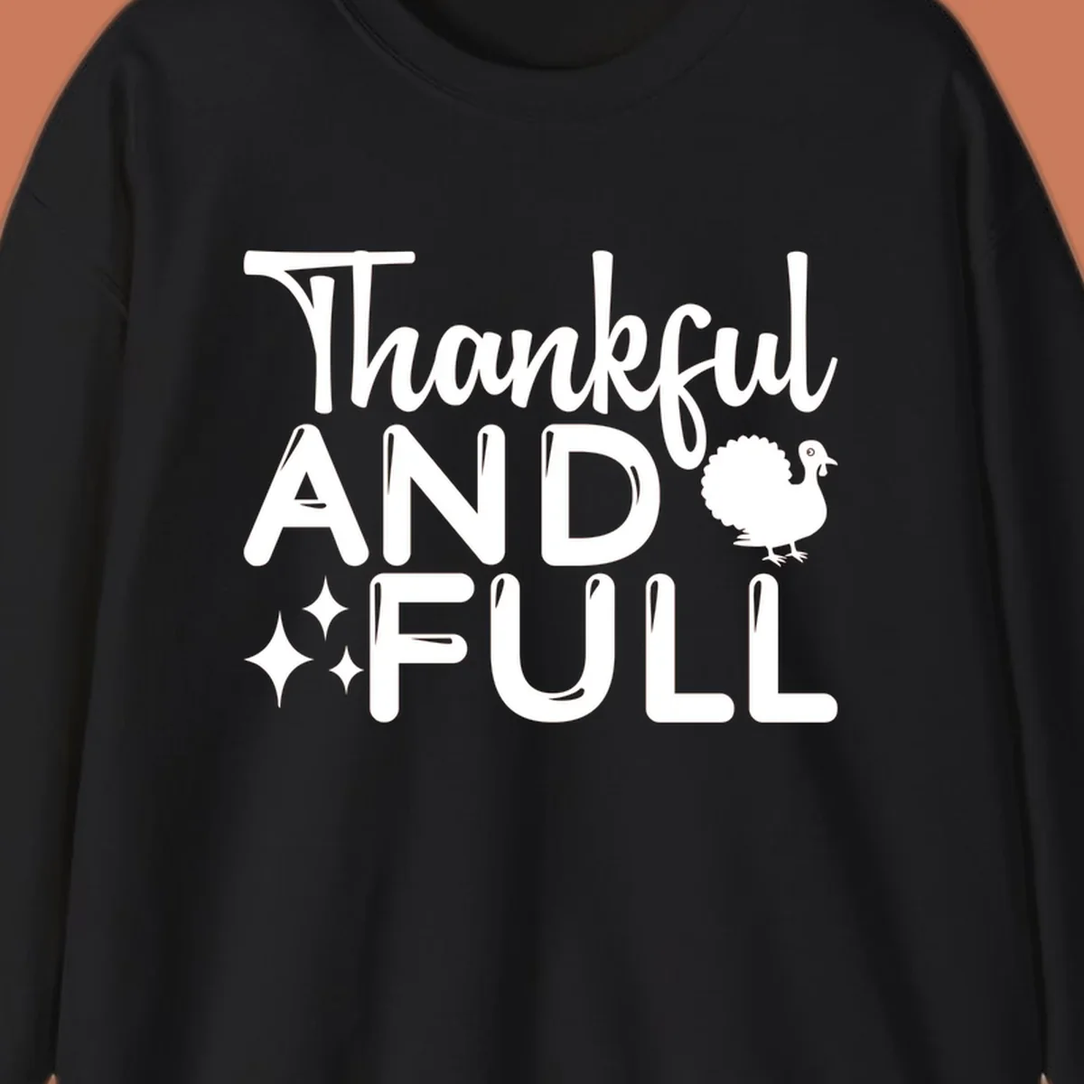Thankful and full design with turkey and sparkles
