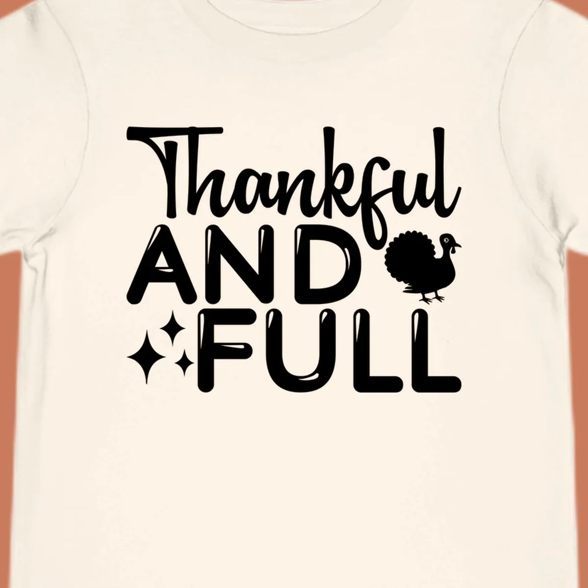 Thankful and full design with turkey and sparkles