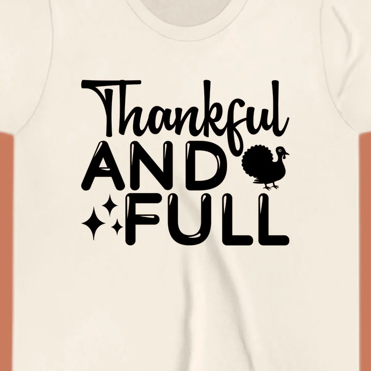 Thankful and full design with turkey and sparkles