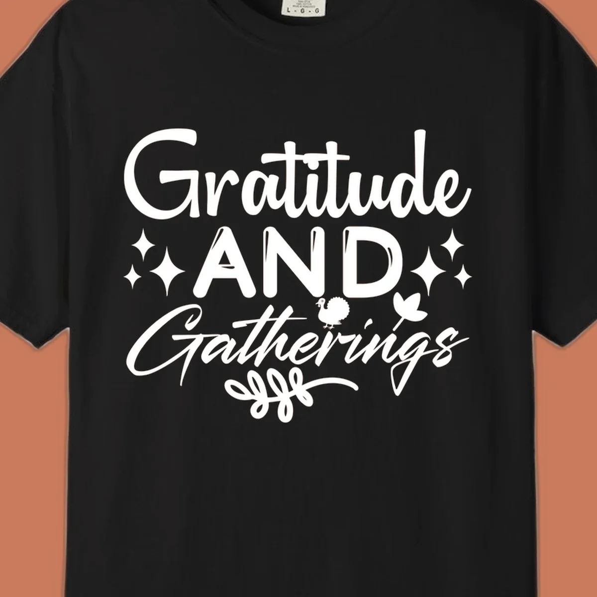 Gratitude and Gatherings text with star, turkey, and leaf elements. gratitude-gatherings.