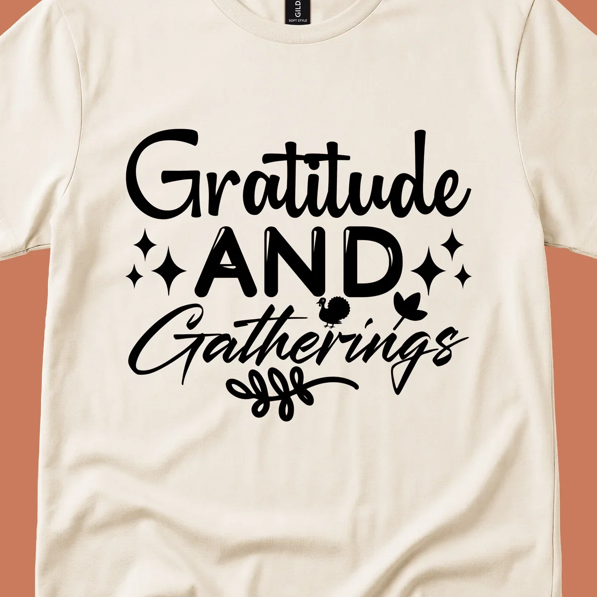 Gratitude and Gatherings text with star, turkey, and leaf elements. gratitude-gatherings.
