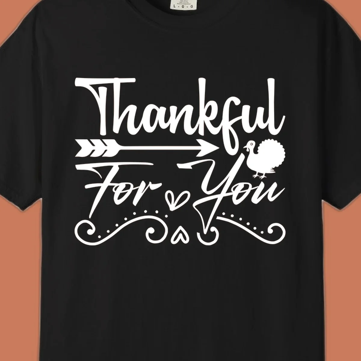 Thankful For You thanksgiving turkey arrow calligraphy design.