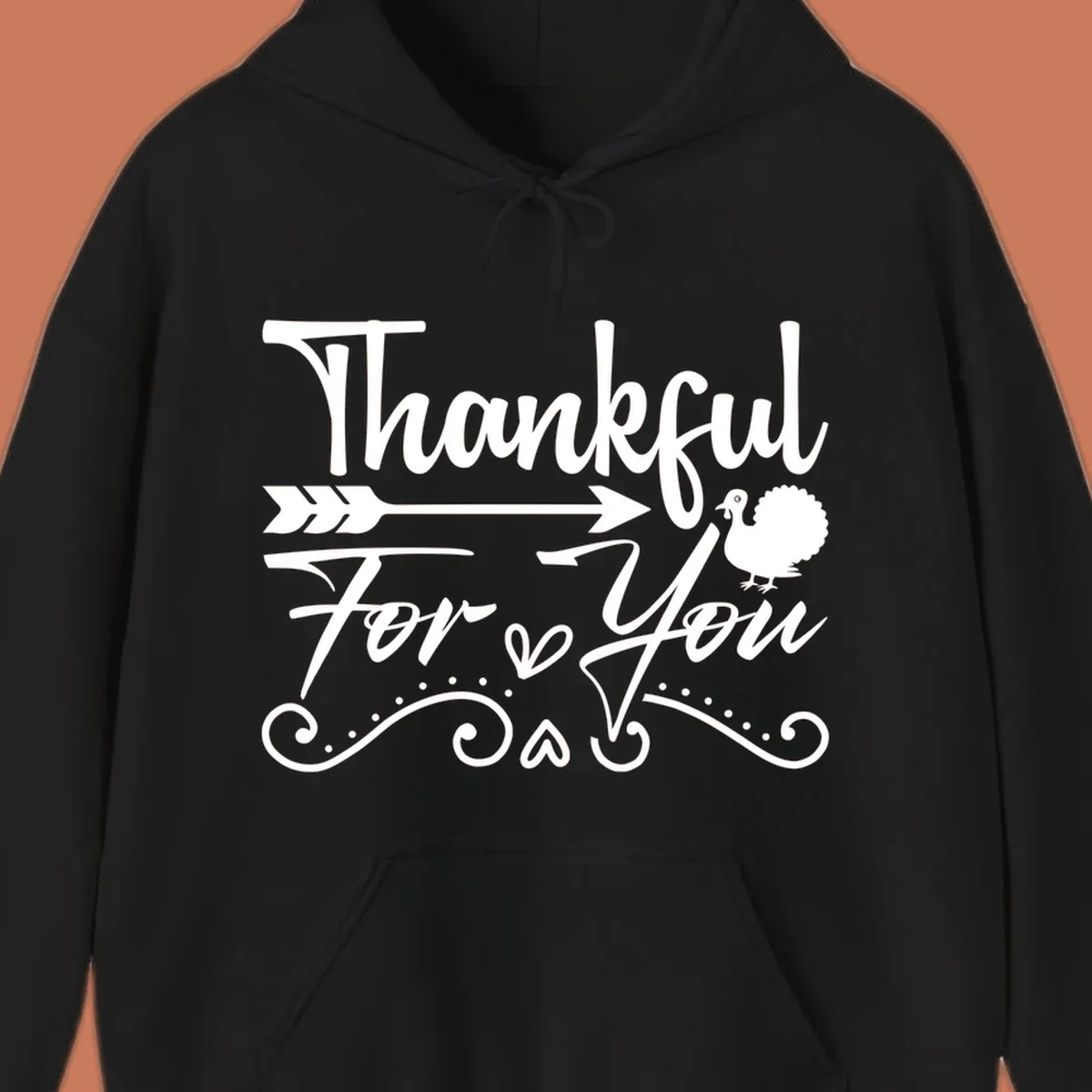 Thankful For You thanksgiving turkey arrow calligraphy design.