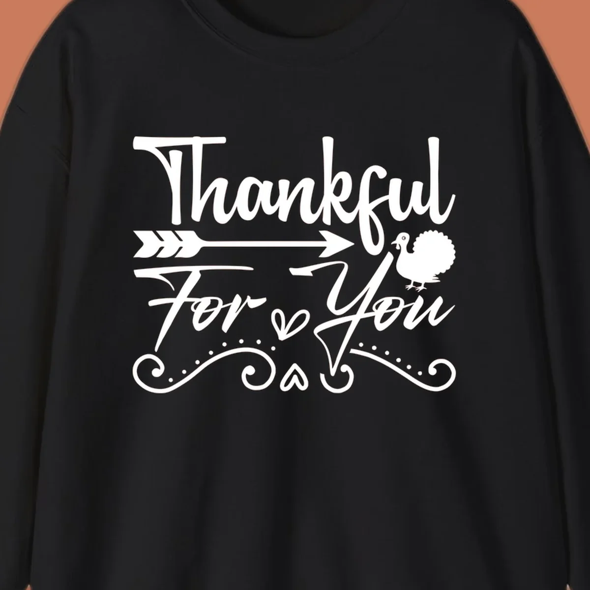 Thankful For You thanksgiving turkey arrow calligraphy design.