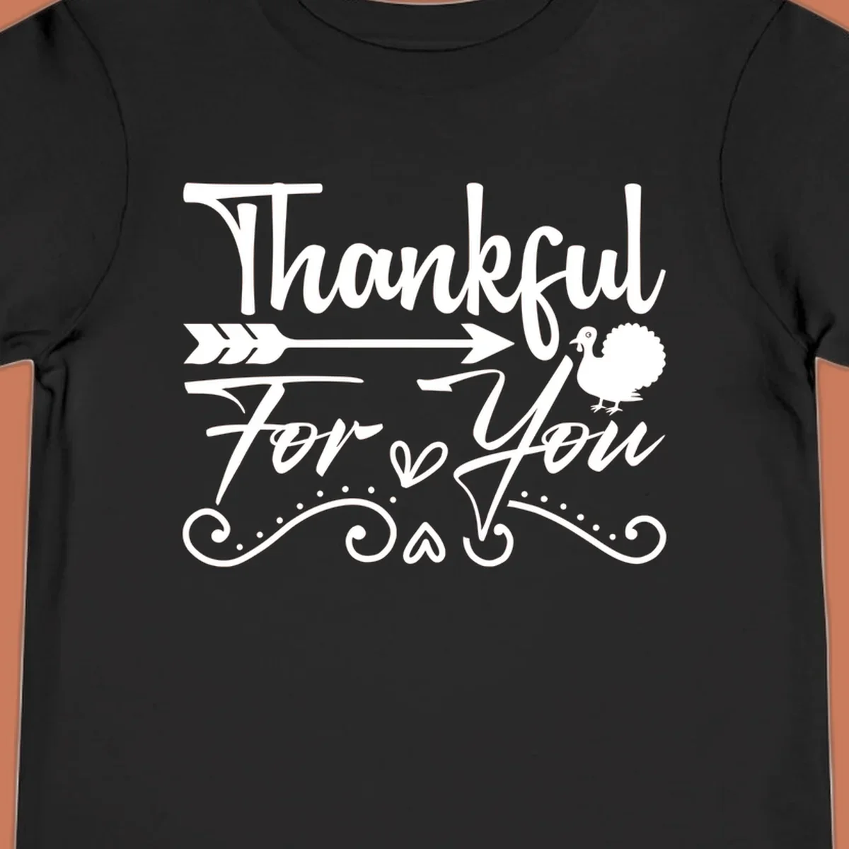 Thankful For You thanksgiving turkey arrow calligraphy design.