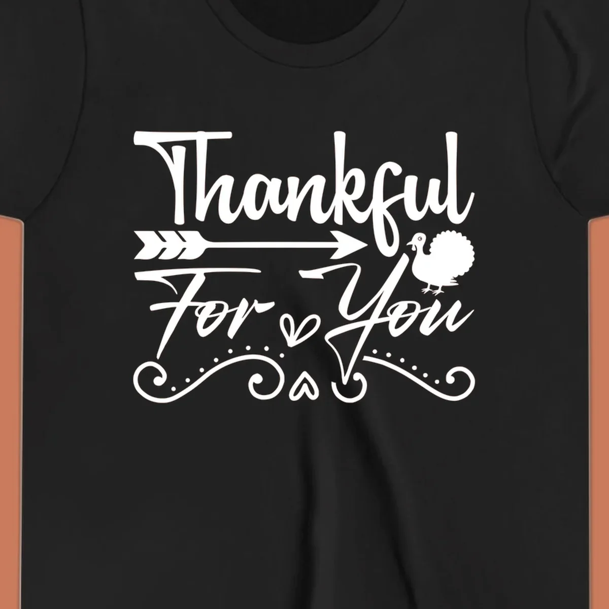 Thankful For You thanksgiving turkey arrow calligraphy design.
